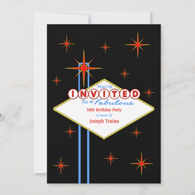 Las Vegas Sign Birthday Party Invitation (Front)