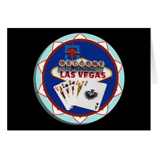 Las Vegas Sign & Cards Poker Chip (Front Horizontal)