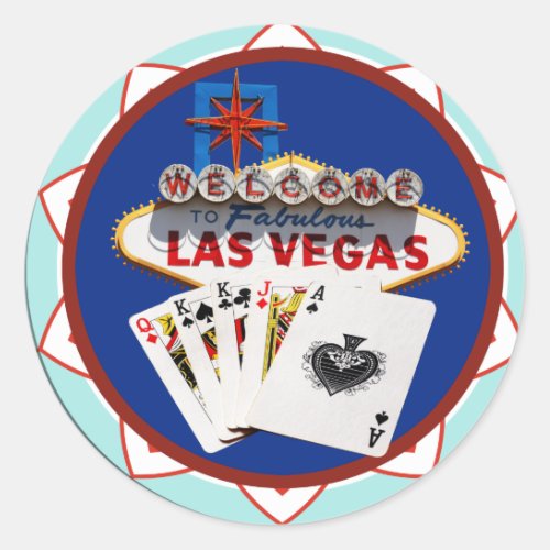 Las Vegas Sign  Cards Poker Chip Classic Round Sticker