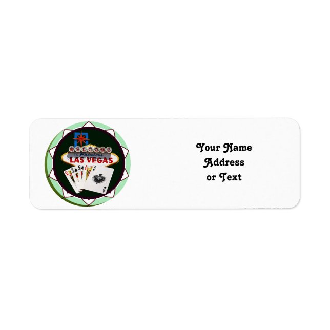 Las Vegas Sign & Cards Poker Chip Label (Front)