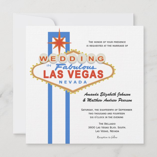 Las Vegas Sign Fabulous Personalised Wedding Invitations 