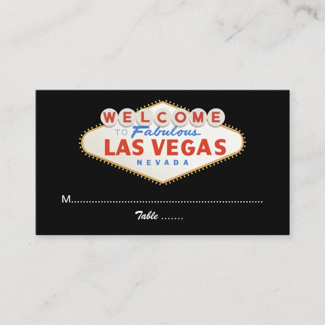 Las Vegas sign destination wedding place card (Front)
