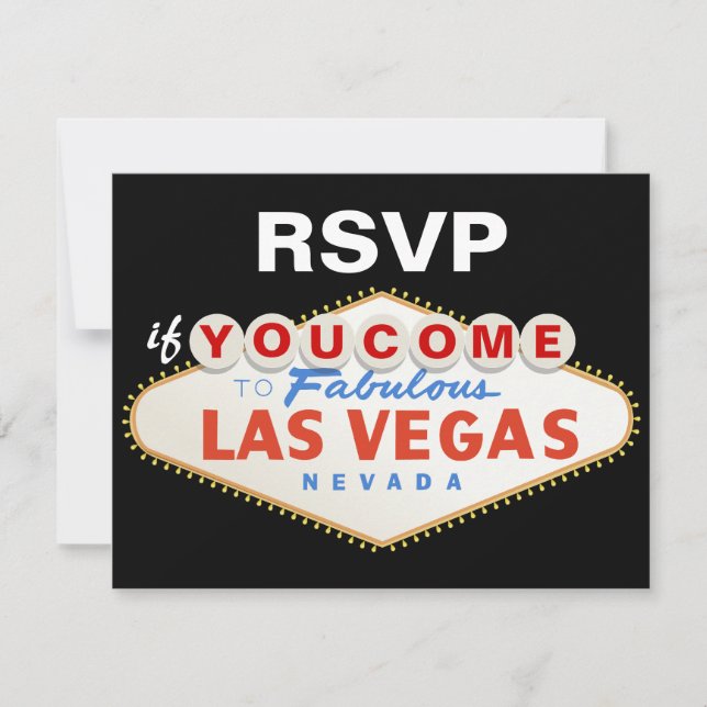 Las Vegas sign destination wedding RSVP card (Front)