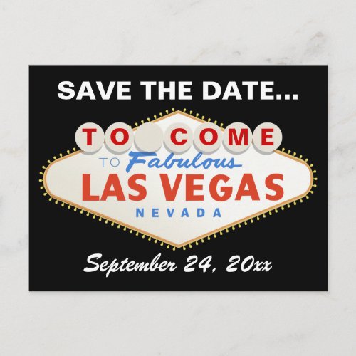 Las Vegas sign destination wedding Save the Date Announcement Postcard