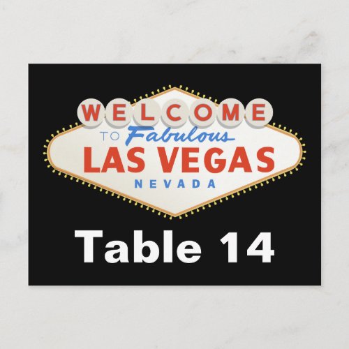 Las Vegas sign destination wedding table number