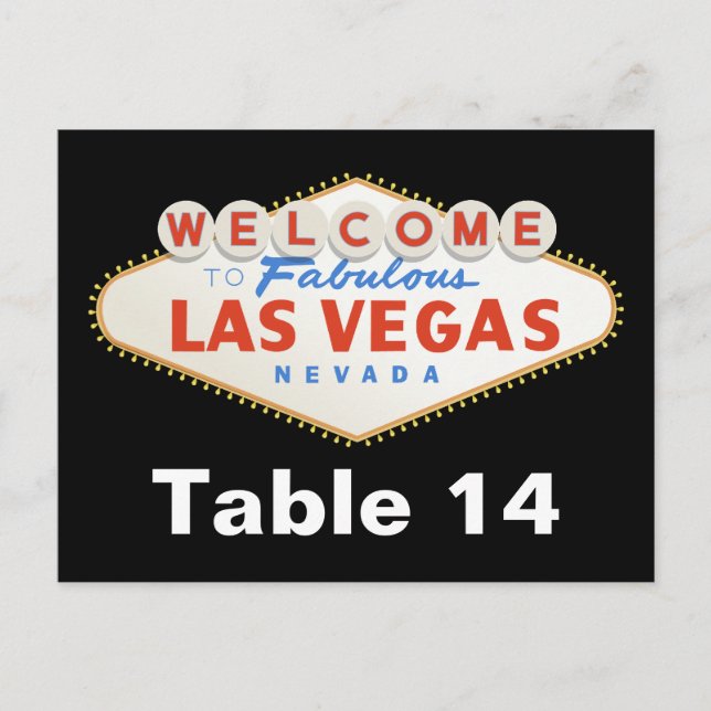 Las Vegas sign destination wedding table number (Front)