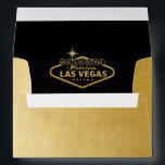 Las Vegas Sign Gold and Black Invitation Mailing Envelope<br><div class="desc">Las Vegas theme envelopes with the Fabulous Las Vegas Welcome Sign printed directly on the inside of the envelope as a faux lining design, and matching faux gold texture background on the outside, and pre-printed custom return address, are perfect as a custom addition to your Vegas Wedding, Vegas Theme Party,...</div>