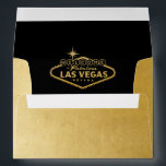 Las Vegas Sign Gold and Black Invitation Mailing Envelope<br><div class="desc">Las Vegas theme envelopes with the Fabulous Las Vegas Welcome Sign printed directly on the inside of the envelope as a faux lining design, and matching faux gold texture background on the outside, and pre-printed custom return address, are perfect as a custom addition to your Vegas Wedding, Vegas Theme Party,...</div>