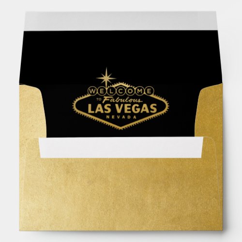 Las Vegas Sign Gold and Black Invitation Mailing Envelope