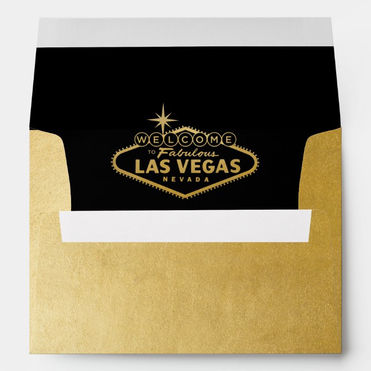 Las Vegas Sign Gold and Black Invitation Mailing Envelope Zazzle