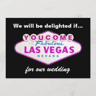 Las Vegas sign hot pink wedding invitation