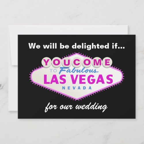 Las Vegas sign hot pink wedding invitation