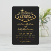 Las Vegas Sign in Gold Wedding Invitation (Standing Front)