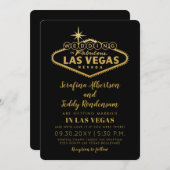 Las Vegas Sign in Gold Wedding Invitation (Front/Back)