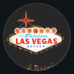 Las Vegas Sign Lit Up At Night Photo Classic Round Sticker<br><div class="desc">Las Vegas Sign Lit Up At Night Photo Wedding Season Ideas Weddings Designs</div>