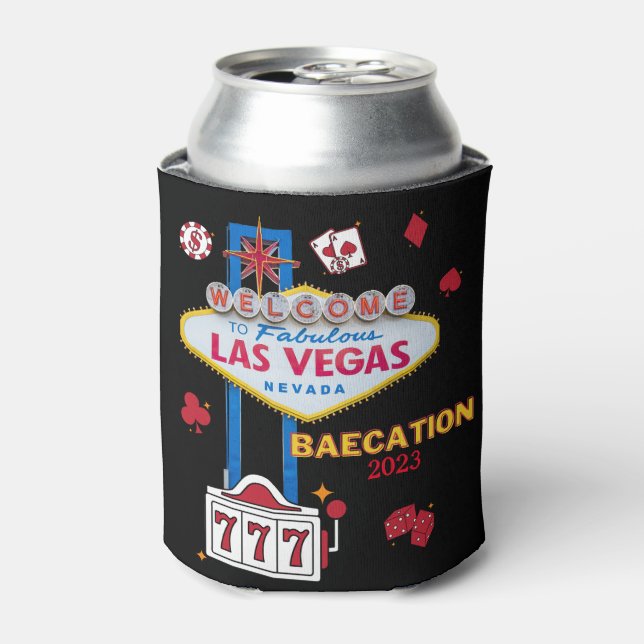 Las Vegas Sign Nevada Baecation Group  Can Cooler (Can Front)