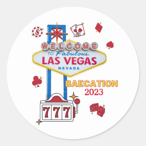 Las Vegas Sign Nevada Baecation Group Matching Classic Round Sticker