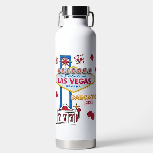 Las Vegas Sign Nevada Baecation  Water Bottle