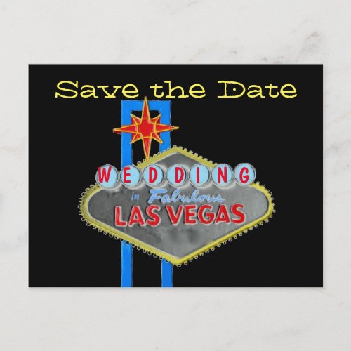 Las Vegas Sign Save the Date Announcement Postcard