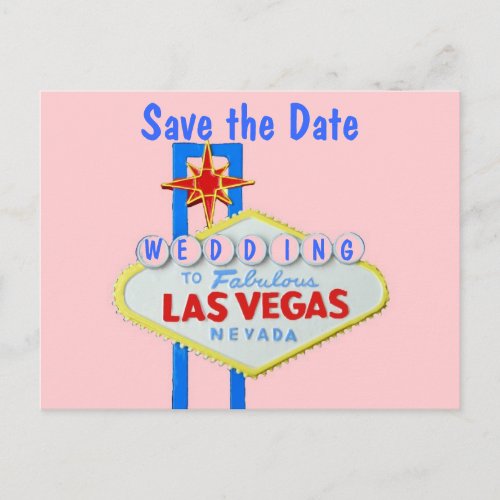 Las Vegas Sign Save the Date Announcement Postcard