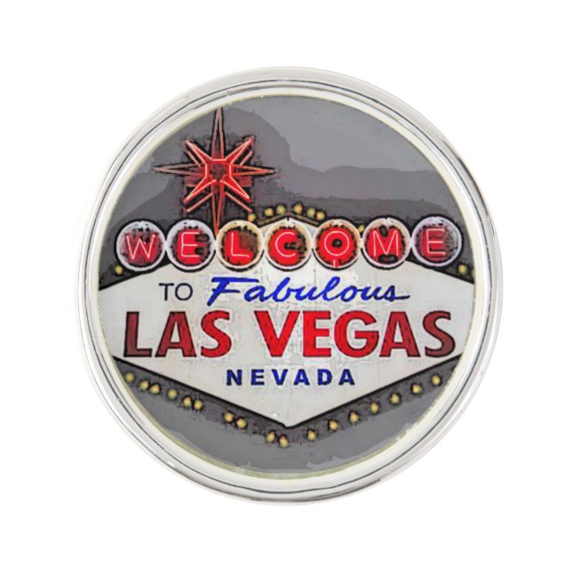 Las Vegas Sign silver gray Lapel Pin (Front)