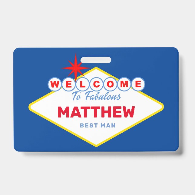 Las Vegas Sign VIP Pass Bachelor Party Invitation Badge (Front)