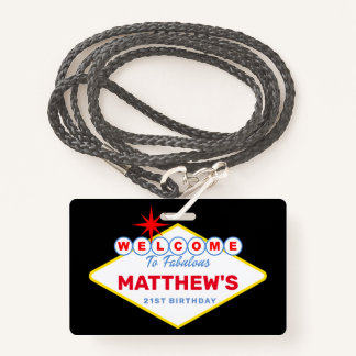 Las Vegas Sign VIP Pass Birthday Party Invitation Badge