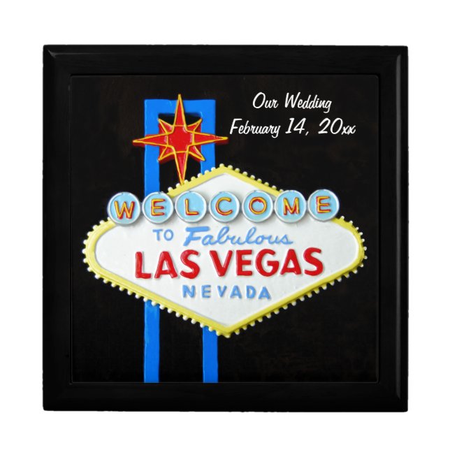 Las Vegas Sign Wedding Date Jewelry Box (Front)
