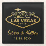 Las Vegas Sign Wedding Gift Idea | U Pick Color Glass Coaster at Zazzle