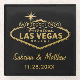 Las Vegas Sign Wedding Gift Idea   U PICK COLOR Glass Coaster