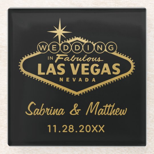 Las Vegas Sign Wedding Gift Idea U PICK COLOR Glass Coaster