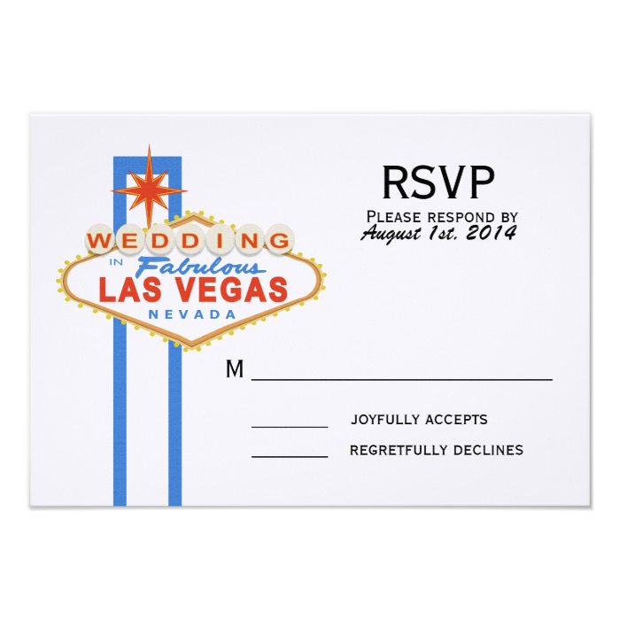 Las Vegas Sign Wedding Response Card Custom Invitation