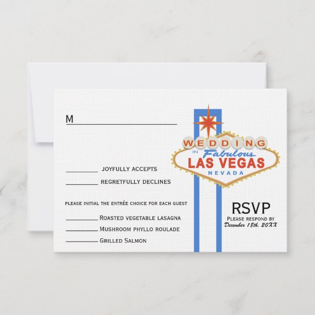 Las Vegas Sign Wedding Response Card (with menu) (Front)