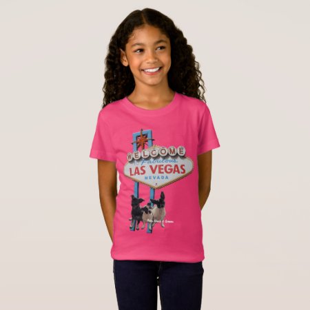 Las Vegas Sign With 3 Sister Puppies T-shirt