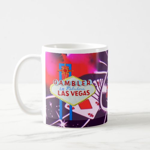 Las Vegas Sign with Casino Dice and Roulette Coffee Mug