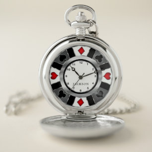 Las Vegas Silver Poker Chip  Pocket Watch