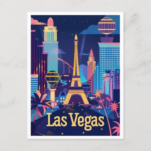 Las Vegas _ Sin City After Dark Vintage Travel Postcard