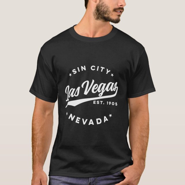 Las Vegas Sin City Nevada White Text T-Shirt (Front)