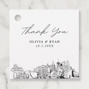 Las Vegas Sketch Wedding Modern Favor Tag