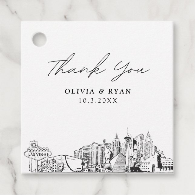  Las Vegas Sketch Wedding Modern Favor Tag (Front)