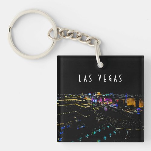 Las Vegas Skyline at Night Keychain