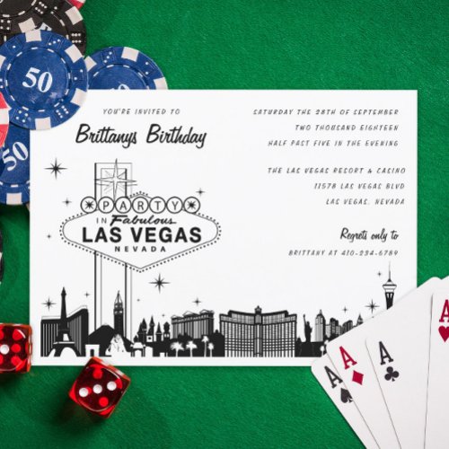 Las Vegas Skyline Birthday Party or Special Event Invitation