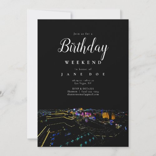 Las Vegas Skyline Birthday Weekend Invitation