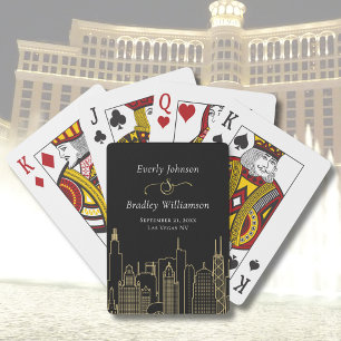 Las Vegas Skyline Black Gold White Casino   Poker Cards