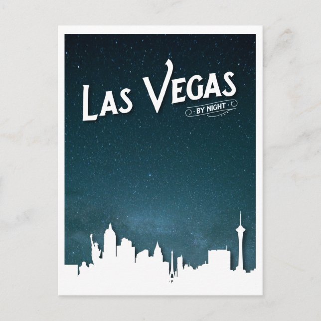 Las Vegas skyline by night, Las Vegas, Nevada Postcard (Front)