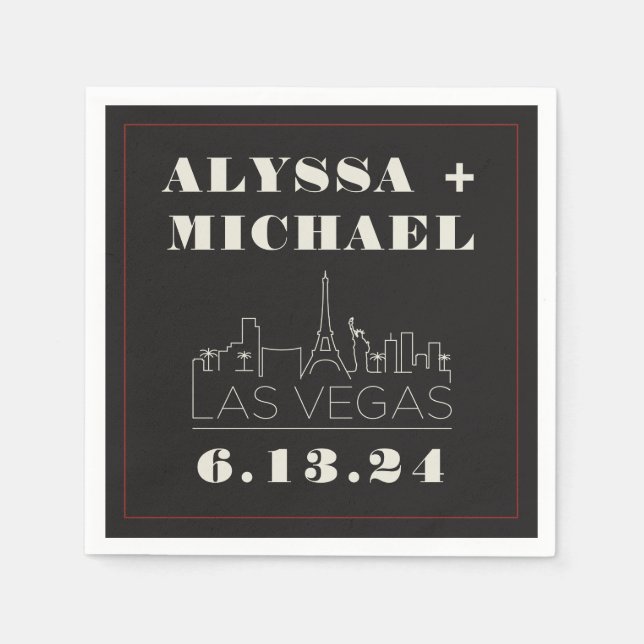 Las Vegas Skyline Casino Wedding  Napkins (Front)