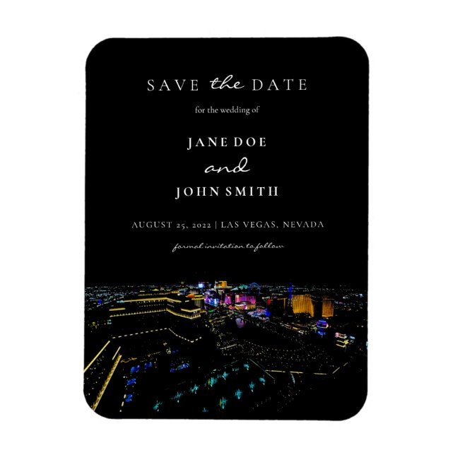 Las Vegas Skyline flat Save The Date Card Magnet (Vertical)