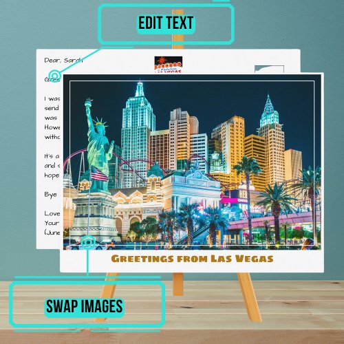 Las Vegas Skyline Illuminated at Night Postcard