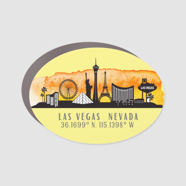 Las Vegas Skyline Latitude and Longitude  Car Magnet (Front)