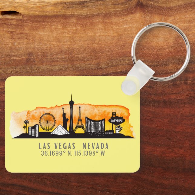 Las Vegas Skyline Latitude and Longitude   Keychain (Front)